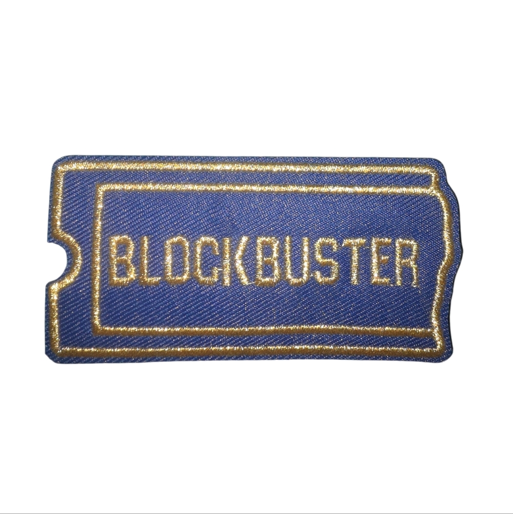 Blockbuster Video Blue and Gold Iron On Patch Vintage